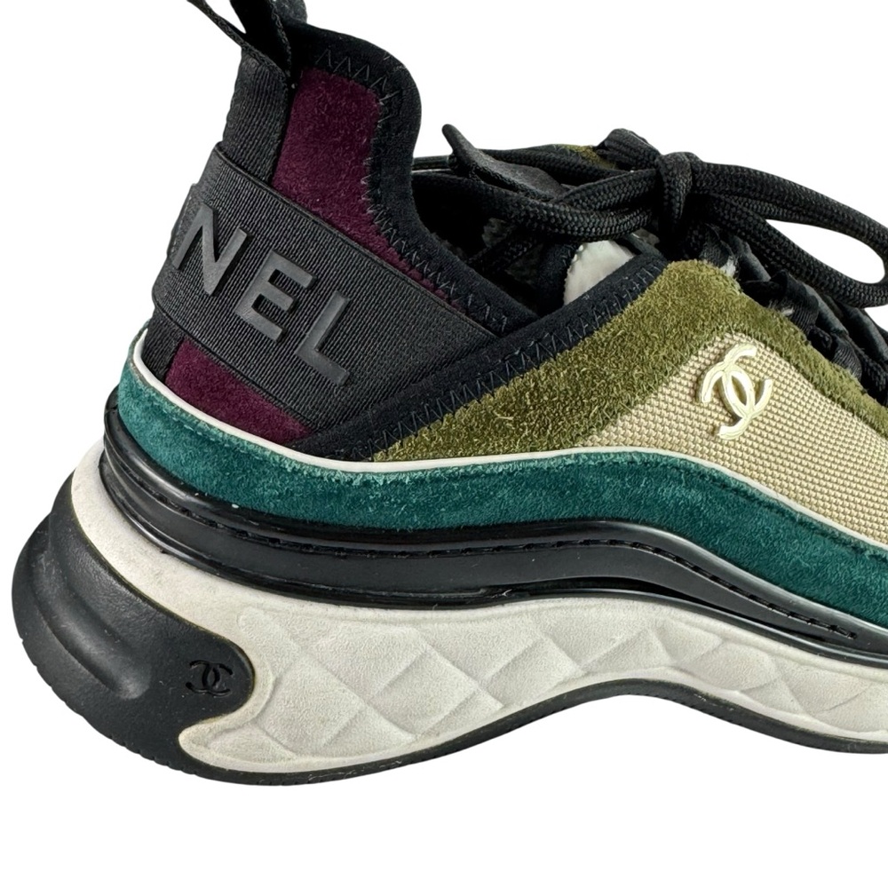 CHANEL G39070 Multicolor Suede Leather CC Interlocking Low Top Sneakers 38 - 8US - Picture 11 of 14